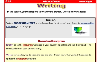 تعبير لغة انجليزية للصف الحادي عشر أدبي منتصف الفصل الثاني