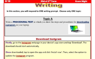 تعبير لغة انجليزية للصف الحادي عشر علمي منتصف الفصل الثاني