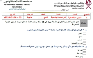 اجابة أوراق عمل دراسات اجتماعية للصف التاسع منتصف الفصل الثاني
