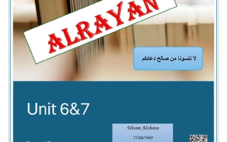 تدريبات الوحدة (السادسة والسابعة) لغة انجليزية الصف الحادي عشر أدبي الفصل الثاني